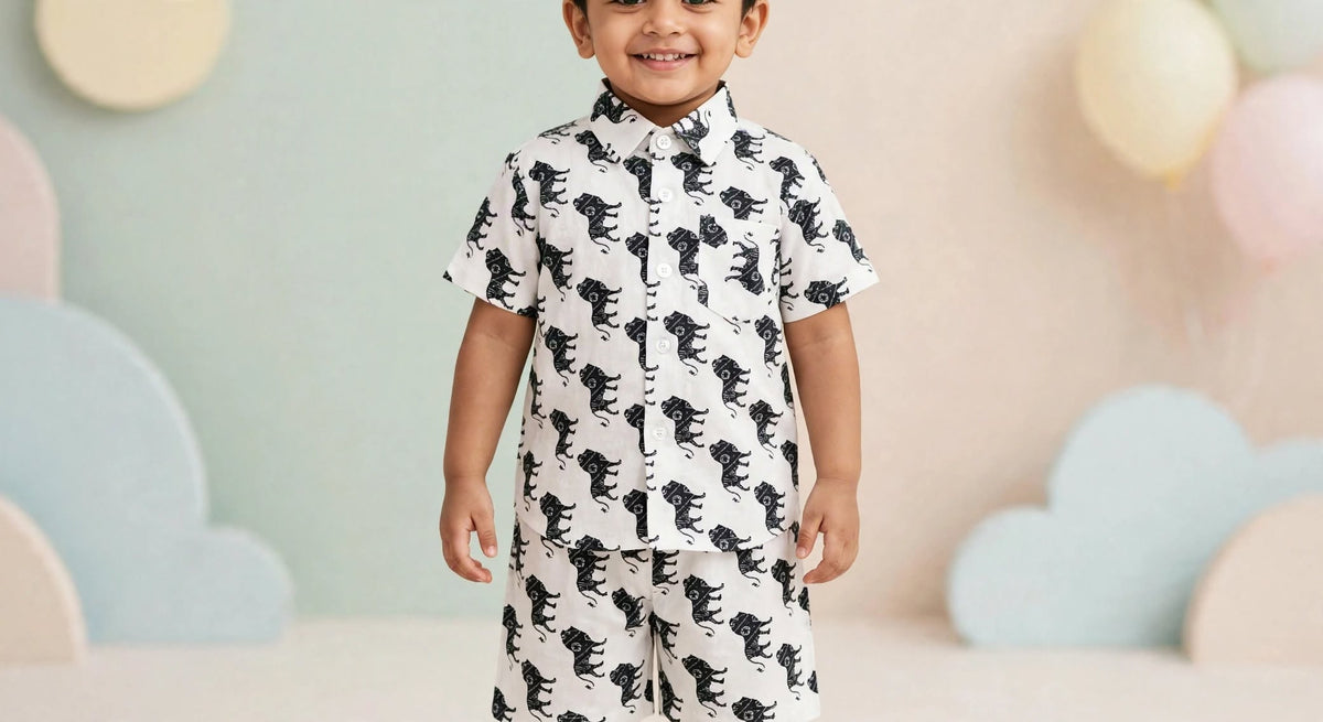 Kids Co-Ord Set , Printed Shirt & Shorts