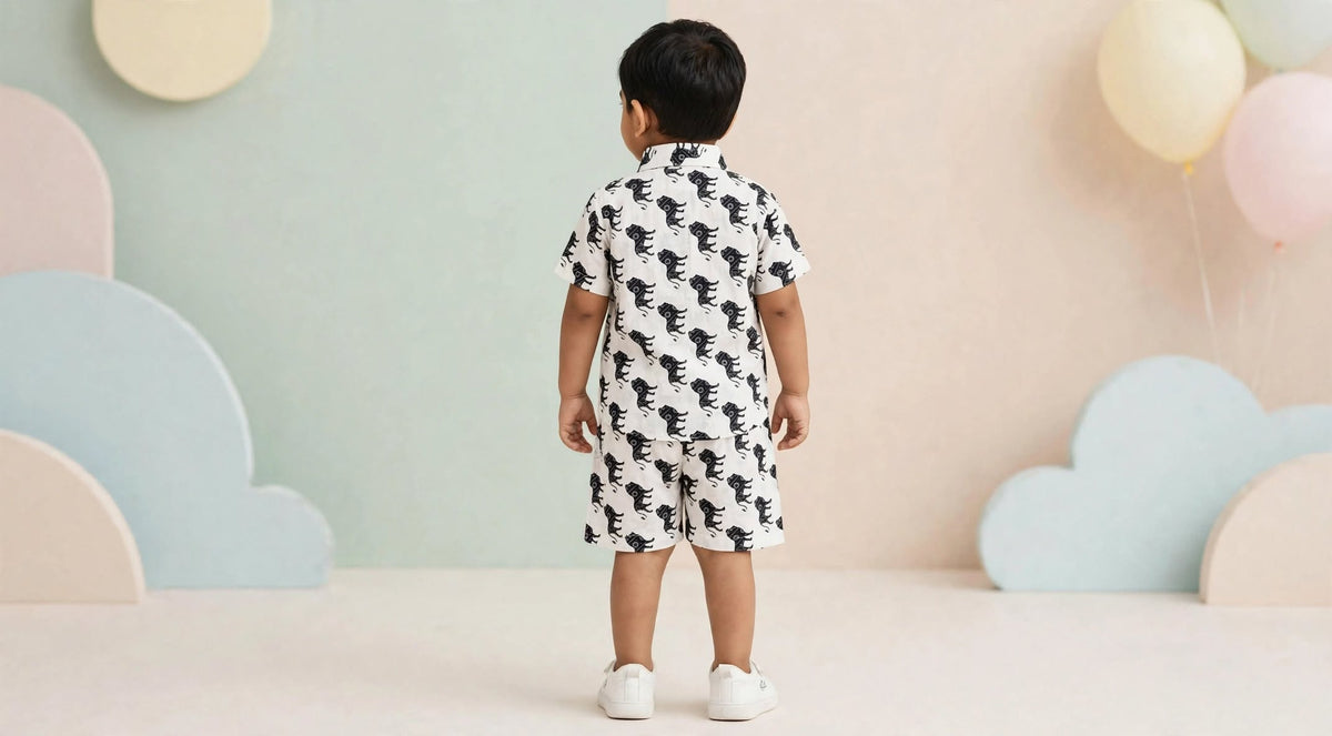 Kids Co-Ord Set , Printed Shirt & Shorts