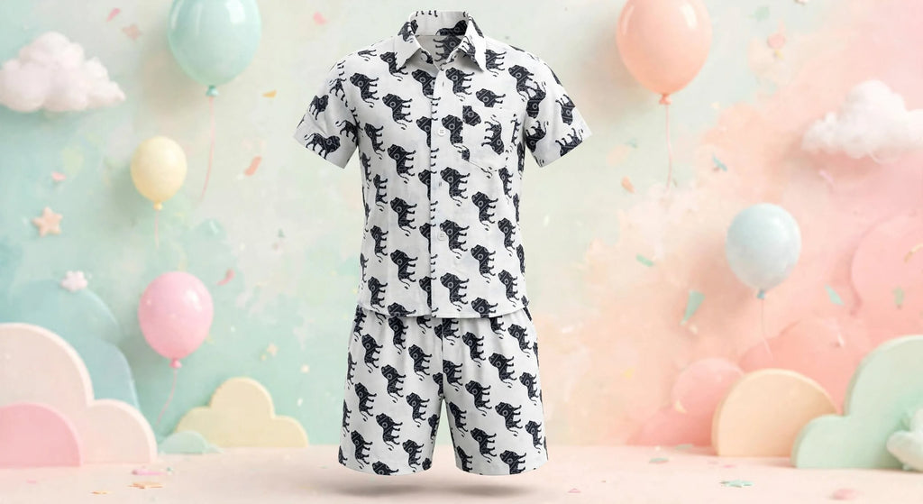 Kids Co-Ord Set , Printed Shirt & Shorts