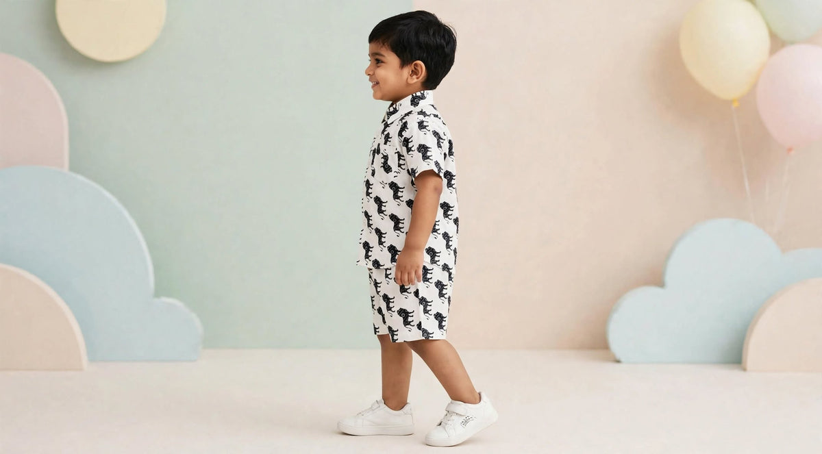 Kids Co-Ord Set , Printed Shirt & Shorts