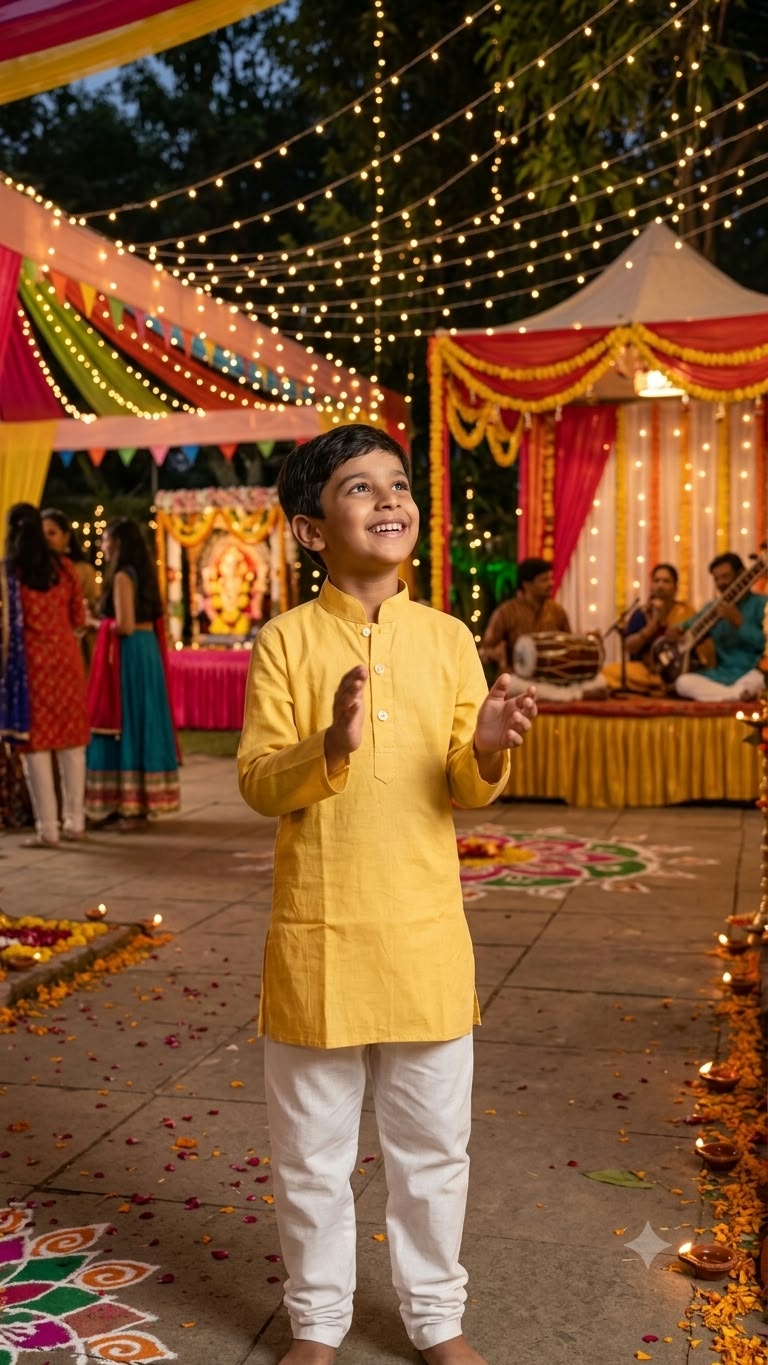 Boys Yellow Cotton Kurta with White Pajama – Festive Ethnic Wear Set