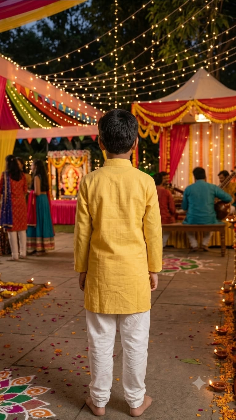 Boys Yellow Cotton Kurta with White Pajama – Festive Ethnic Wear Set