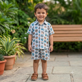 Boys Owl Print Shirt & Shorts Co-Ord Set