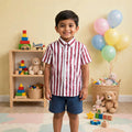 Boys Maroon & White Striped Shirt