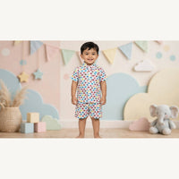 Boys Elephant Print Shirt & Shorts Co-Ord Set