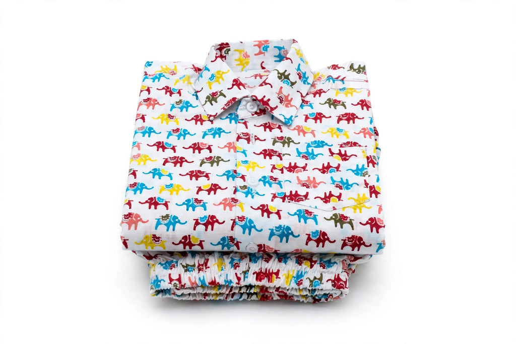 Colorful Elephant Print Kids Co-Ord Set