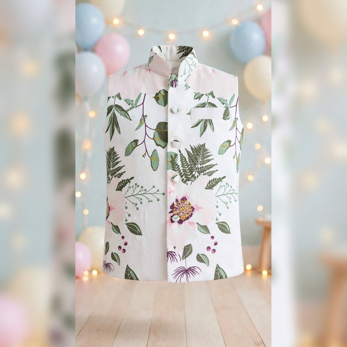 Boys Floral Printed Designer Nehru Jacket