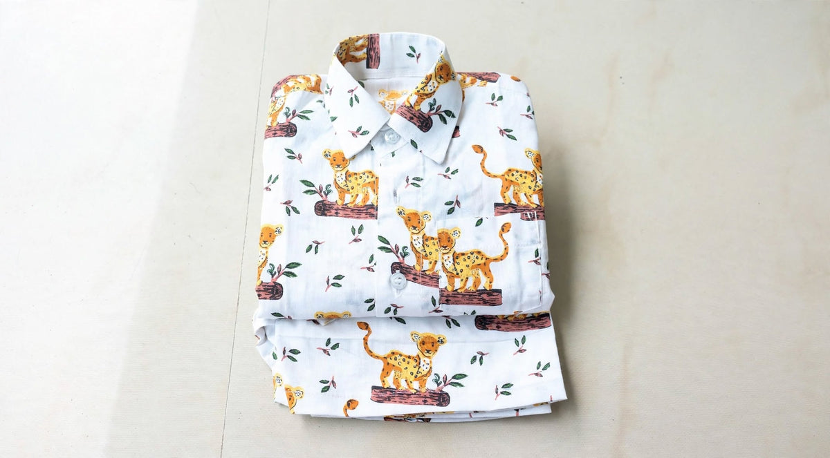 Kids Printed Shirt & Shorts Set – Lion Print