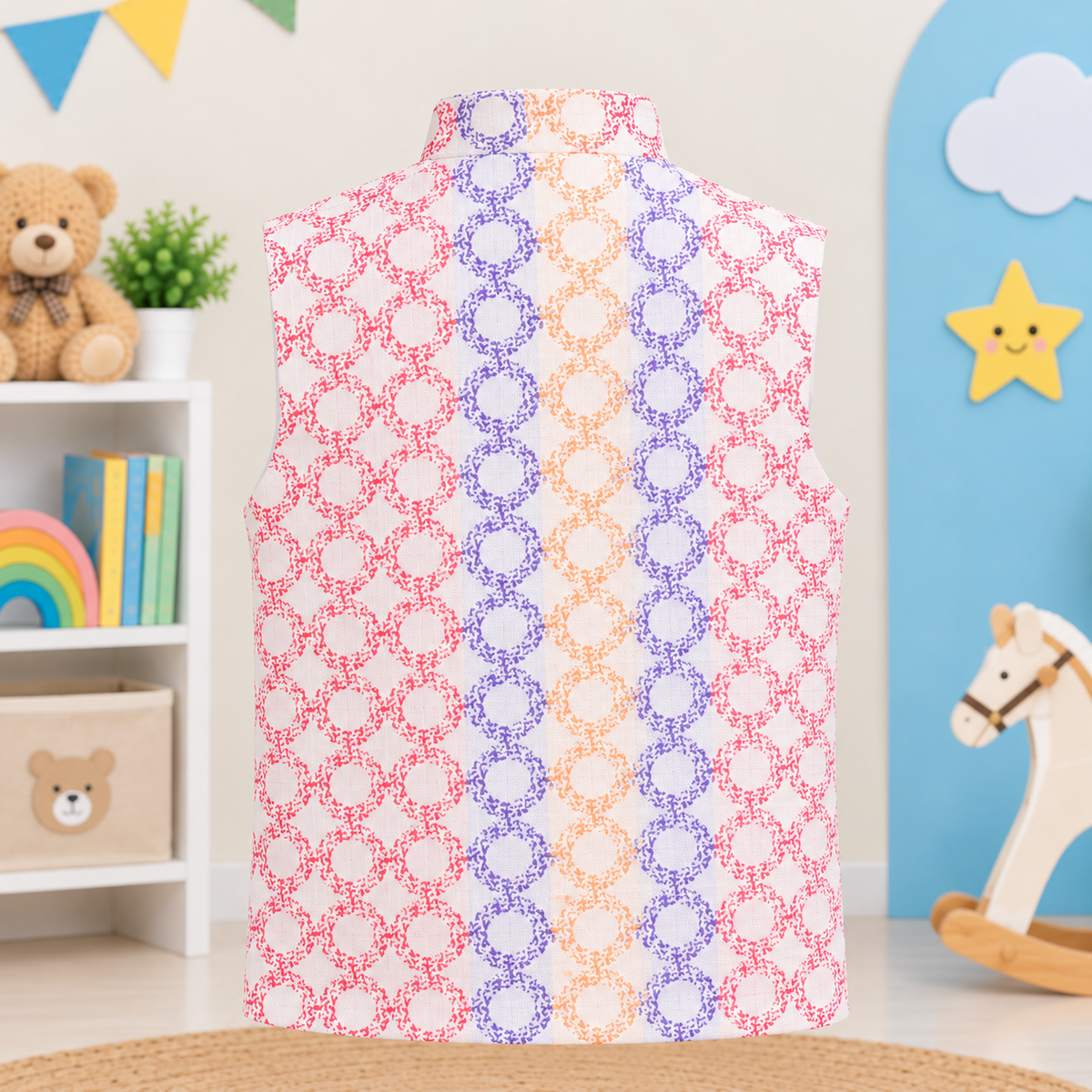 Pastel Printed Nehru Jacket for Boys