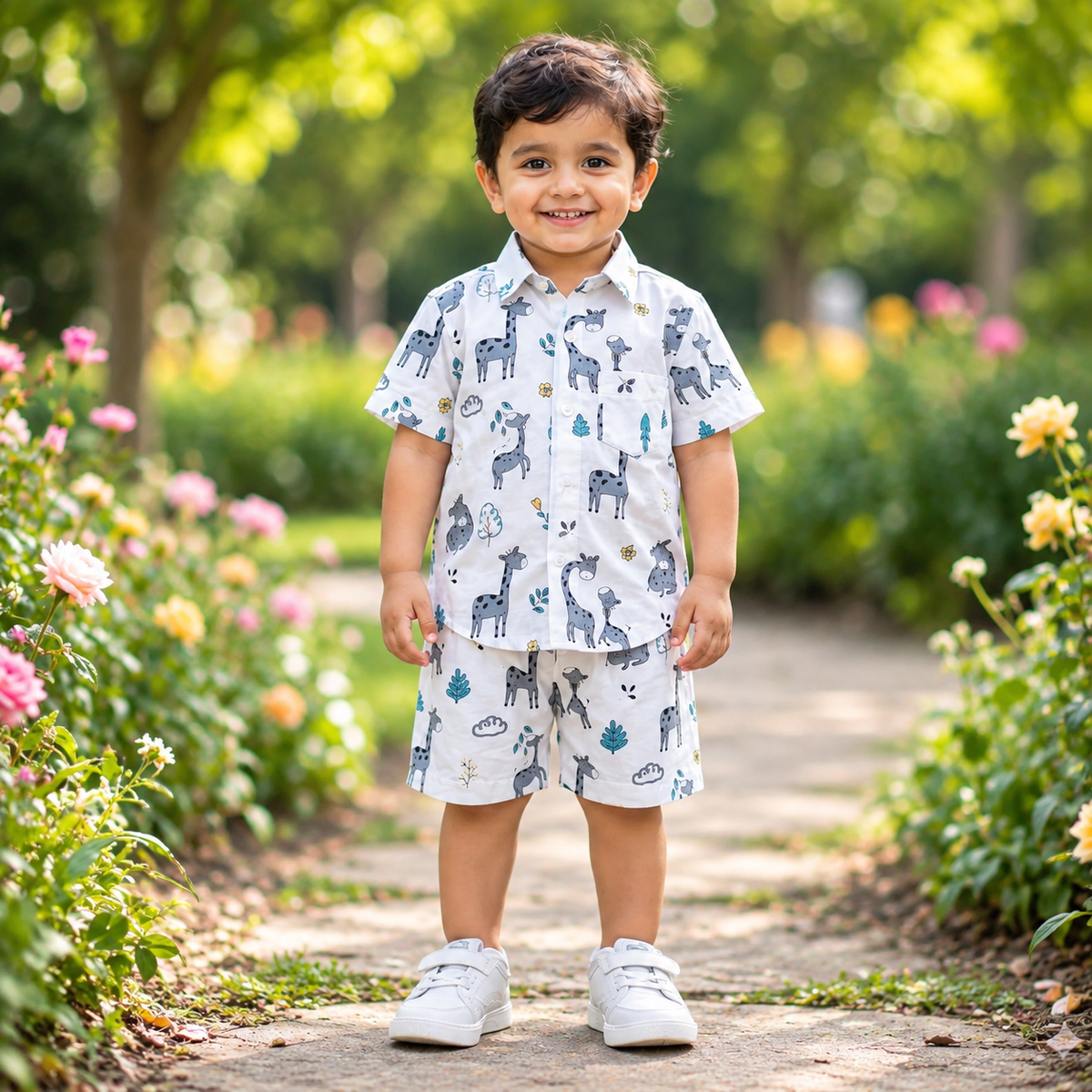 Boys Cute Animal Print Summer Co-Ord Set