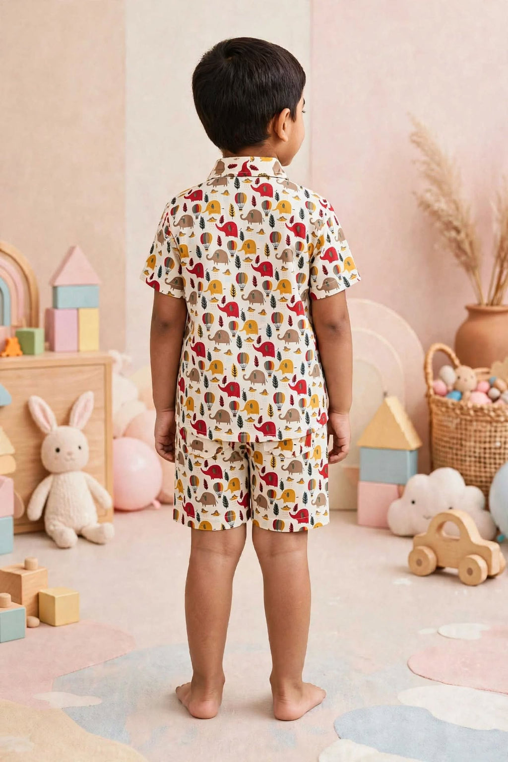 Kids Animal Print Shirt & Shorts Co-Ord Set