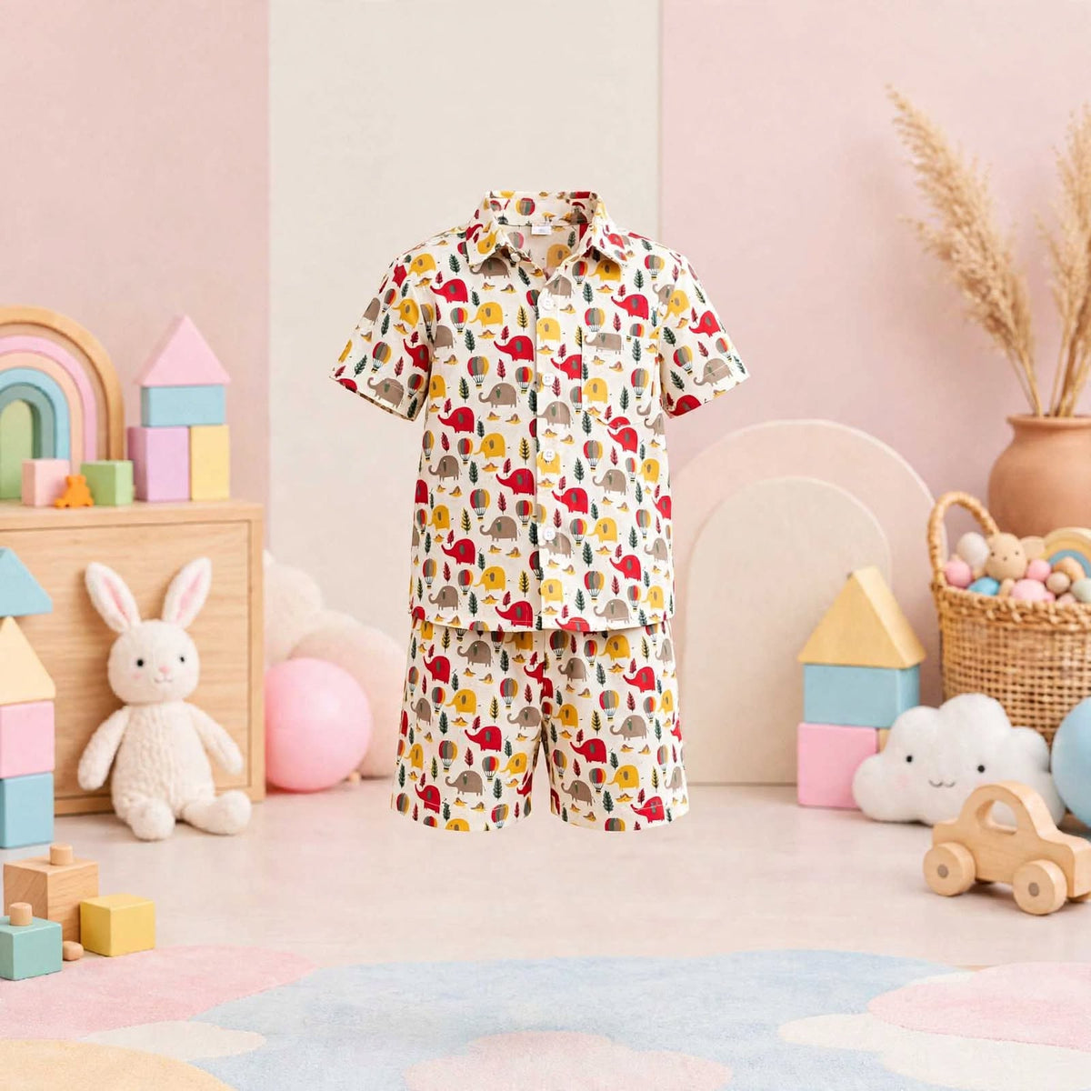 Kids Animal Print Shirt & Shorts Co-Ord Set