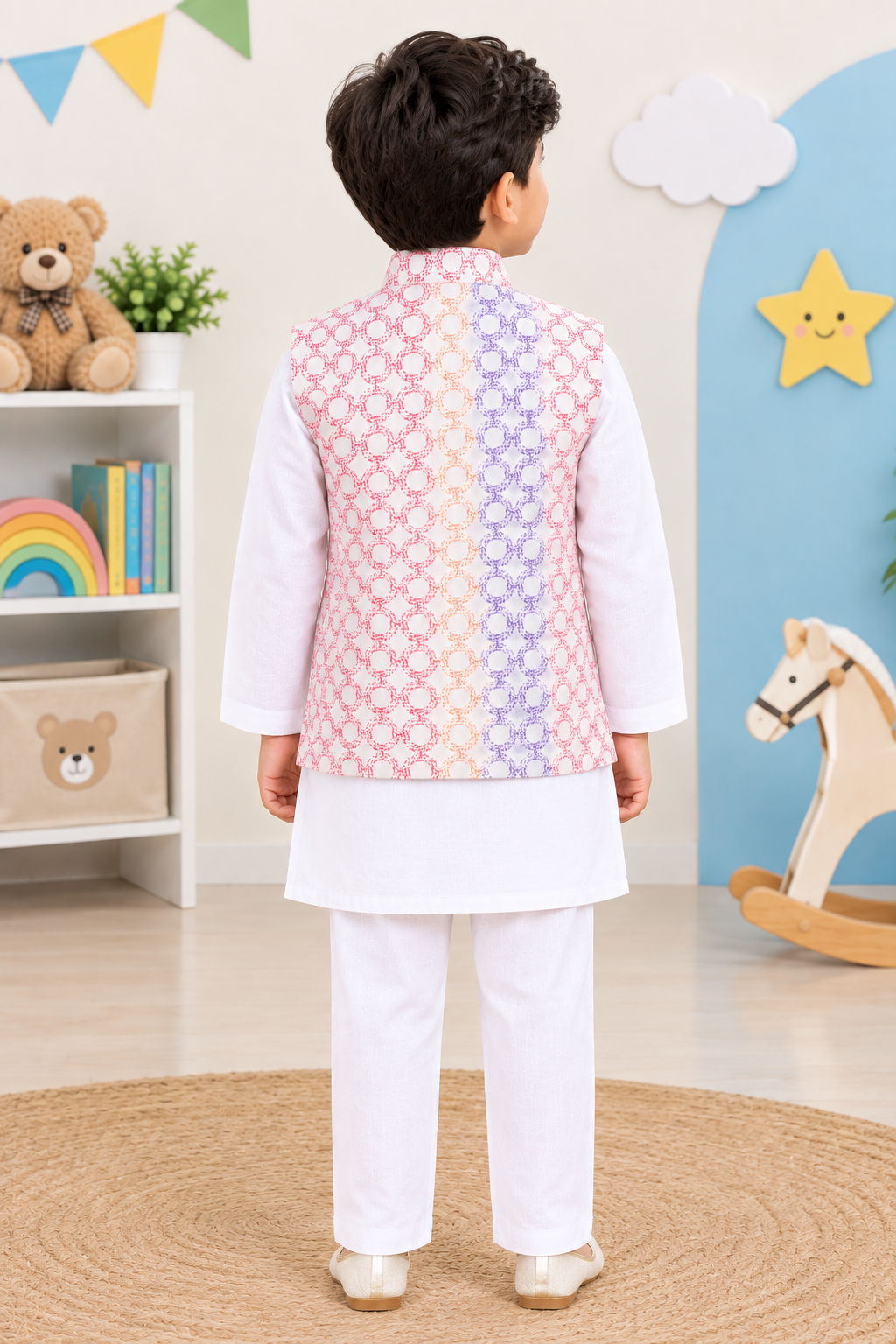 Pastel Printed Nehru Jacket for Boys