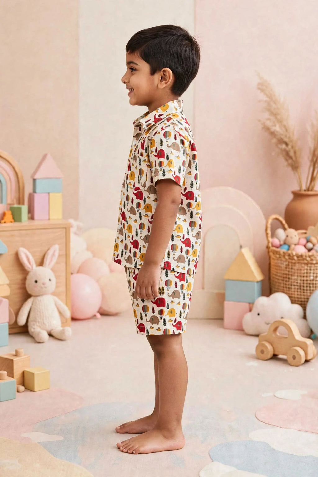 Kids Animal Print Shirt & Shorts Co-Ord Set