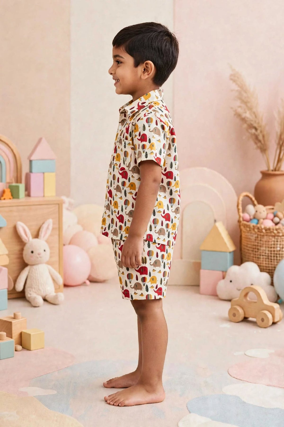 Kids Animal Print Shirt & Shorts Co-Ord Set