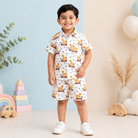 Kids Giraffe Print Shirt & Shorts Co-Ord Set