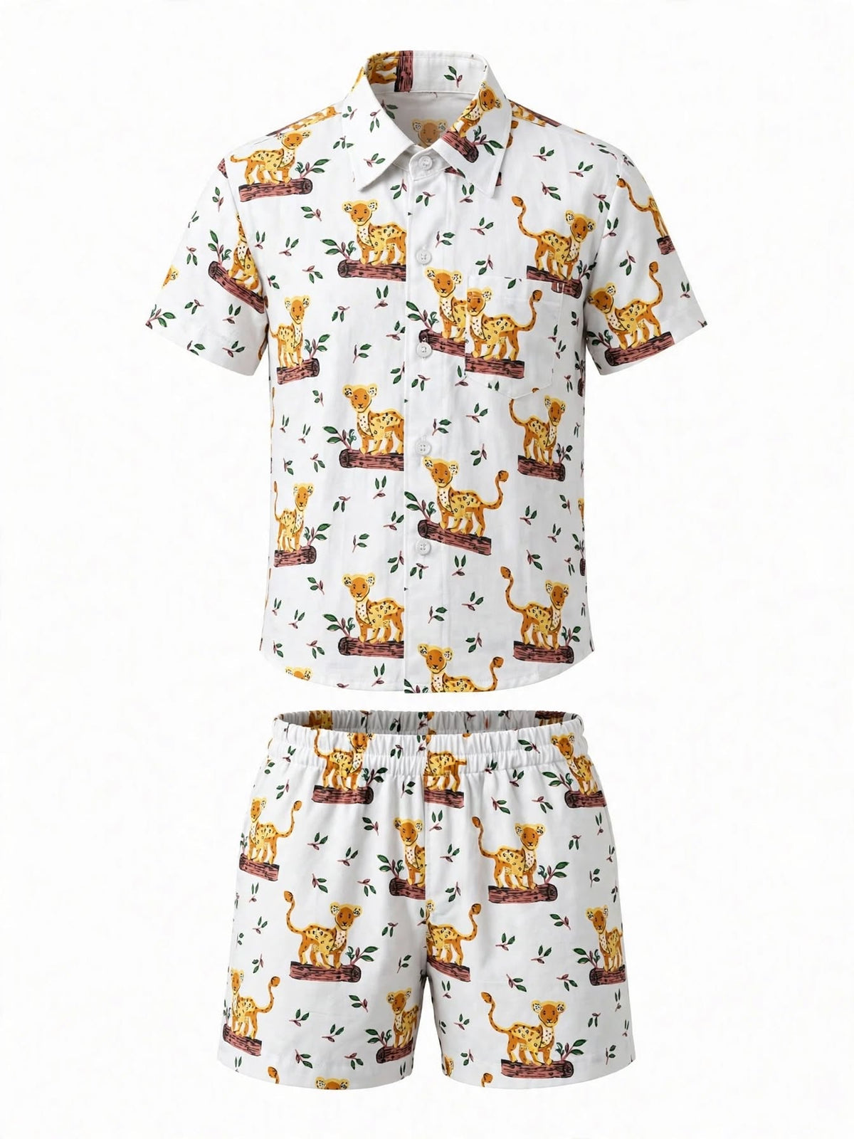 Kids Printed Shirt & Shorts Set – Lion Print