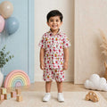 Kids Cartoon Print Shirt & Shorts Co-Ord Set