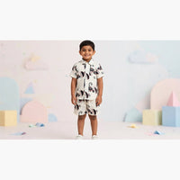 Boys Monkey with Umbrella Printed Shirt & Shorts Co-Ord Set